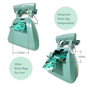 Pooper scooper portable and handheld size for walking large and small dogs outside yard or travel outdoors pup poop scoop with container and 30pcs pet waste bag attachment   cucciolini doodles