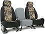 CarsCover Custom Fit 2009-2016 Dodge Ram 1500 2500 3500 Pickup Truck Wetsuit Neoprene Car Front Seat Covers Camo and Black Sides Driver & Passenger Cover Real Maple Forest Tree Leaf Camouflage Covers