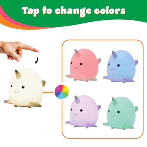 Veilleuse silicone tactile narval pour illuminer la chambre d'enfant avec douceur - 3