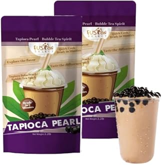 Fusion Select Tapioca Pearl - Brown Sugar Flavor Quick Cook Tapioca, DIY Boba for Boba Tea Ready in 5 Minutes, Boba pearls, Bubble Tea Pearl s, Milk Tea Toppings (2.2LB x 2PK)