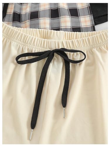 Image of WDIRARA Women's 3 Pack Plaid Letter Graphic Pajama Shorts Lounge Shorts | Elastic Waist ,Comfortable,Home Living,Sleepwear