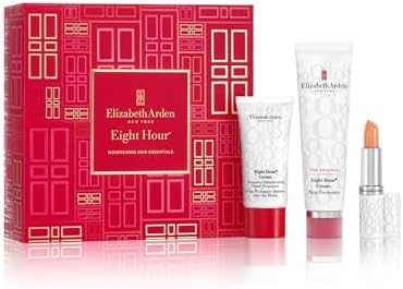 Elizabeth Arden Eight Hour Nourishing Skin Essentials, 3-Piece Hydrating Skincare Gift Set, Skin Protectant, Lip Balm SPF 15 & Hand Cream, Travel Size