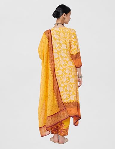 Image of BIBA Women Cotton Straight Printed Kurta Ankle Length Suit Set