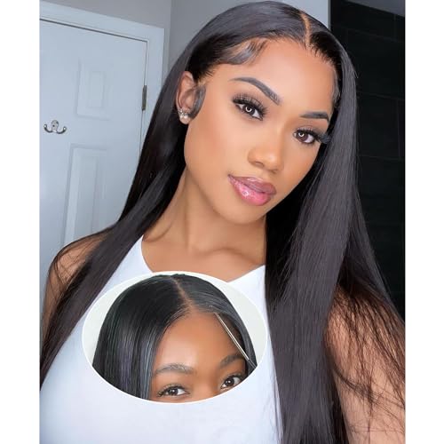 Bele Preplucked Glueless Ready To Wear Wigs 7x5 HD Lace Front Wig Human Hair Wigs Bye Bye Knots Glueless Wig Straight Lace Front Wigs Human Hair for Black Women 20 Inch