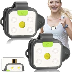 Running Light, 2Pack Reflective Safety-Light for Runners, Rechargeable LED Light, Clip On Running Lights with Runners and Joggers for Camping, Hiking, Running, Outdoor Adventure (Black)
