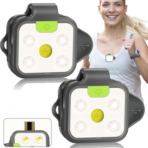 Running Light, 2Pack Reflective Safety-Light for Runners, Rechargeable LED Light, Clip On Running Lights with Runners and Joggers for Camping, Hiking, Running, Outdoor Adventure (Black)