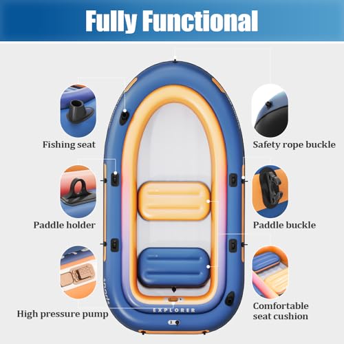 YUEWO Inflatable Boat for Adults, Inflatable Dinghy, Fishing Inflatable Kayak, Heavy Duty Inflatable Canoe River Inflatable Raft Lake, Air Blow Up Boat with 2 Paddle - Image 5