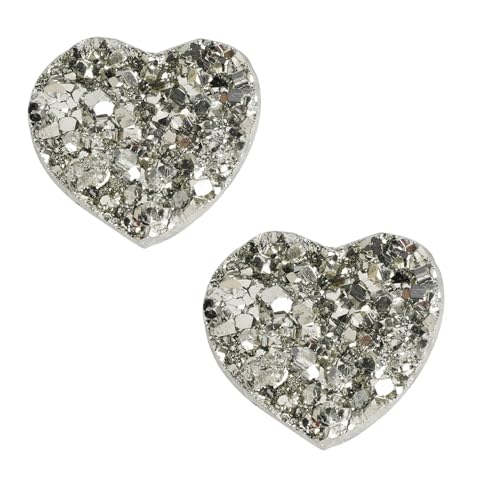 Pyrite de fer en grappe cristalline haut de gamme sculptée en cœur lot de 2 pierres