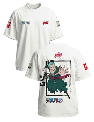 BIG - Camiseta One Piece - Camiseta Oversize Zoro Colección Exclusiva One Piece – Unisex, 100% Algodón Premium, Inspirada en Roronoa Zoro - Talla XL