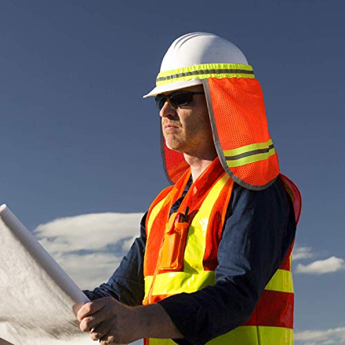 Evridwear High Visibility Neck Sun Shield with Reflective Stripe, Safety Hard Hat Shade with Breathable Mesh Elastic Band for Construction, Outdoor Activities, Landscaping from UV