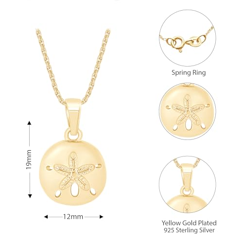 AFFY Sand Dollar Pendant Necklace for Women, 14K Gold Over Sterling Silver Ocean Beach Jewelry with 18" Rope Chain, Dainty Nautical Charm Gift2