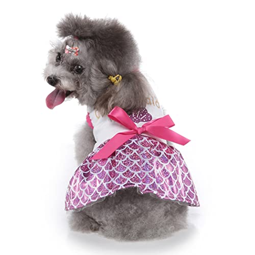 XIAOYU Sweet Puppy Dog Princess Dresses Mermaid Skirt Dress for Dog Cat Halloween Cosplay(M), Pink, Medium - Image 2