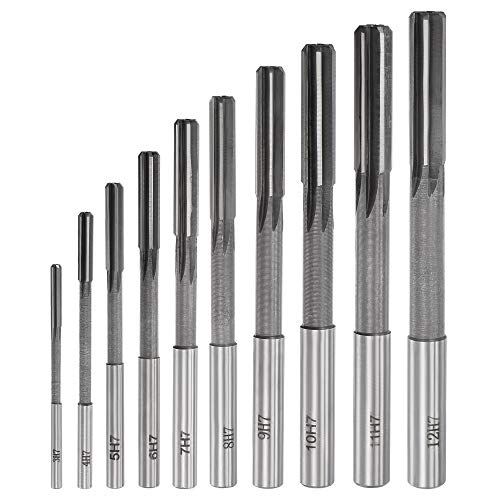 Alésoirs à mandrin H7 en acier rapide uxcell de 3 à 12 mm pour atelier, lot de 10 pcs