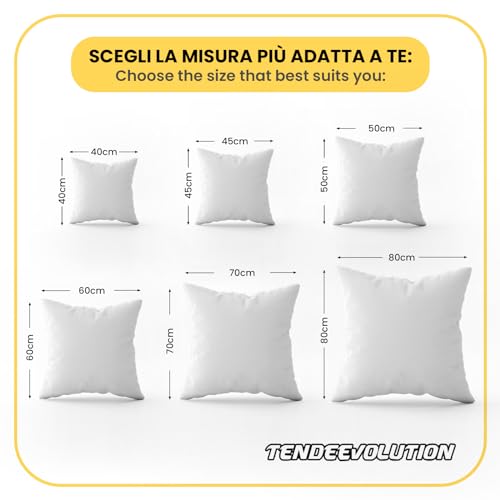 Tendeevolution Interno Cuscino Divano, Anima Imbottitura Per Cuscini 70X70 Cm In Poliestere Anallergico E Fodera In Tnt. Morbido E Confortevole (70 X 70 Cm) - 6