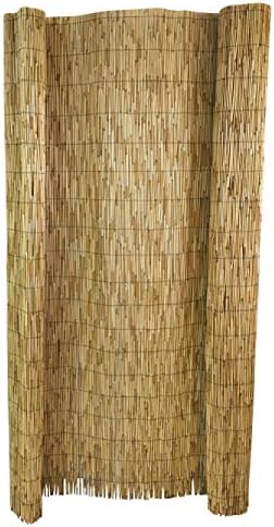 Master Garden Products RF-6 Natural Woven with Black Nylon Coated Wire, 6'H x 14'L Reed Fence, Yellow