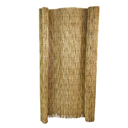 Master Garden Products RF-6 Natural Woven with Black Nylon Coated Wire, 6'H x 14'L Reed Fence, Yellow