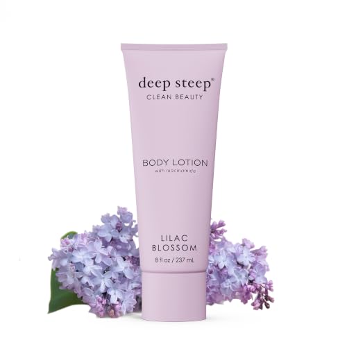 Deep Steep Body Lotion Lilac Blossom 8 oz Moisturizer with Coconut Oil Shea Butter Argan Oil Aloe Vera & Niacinamide Vegan Clean Beauty Daily Skin Hydration