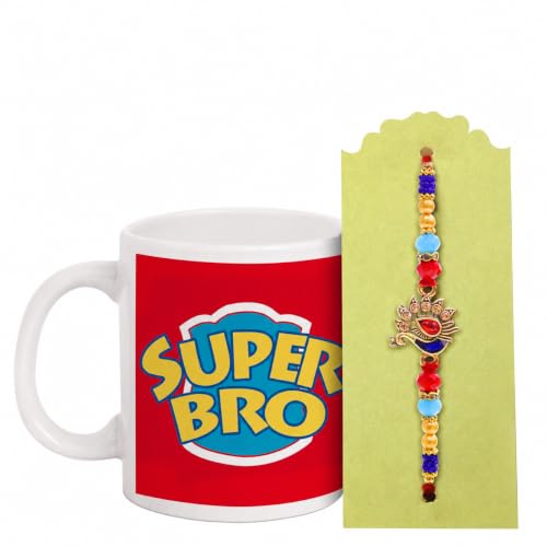 Image of TIED RIBBONS Rakhi for Brother Combo with Gift - Premium Rakhi with Coffee Mug Mini Greeting Card Set - Rakhi Gift for Brother Bhai Set