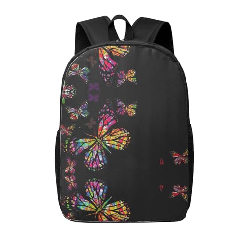 Mochila de mariposas para ordenador portátil trabajo universitario casual negro