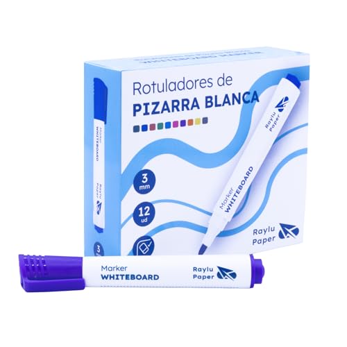 Raylu Paper Lot de 12 Feutres Effaçables Violet pour Tableau Blanc, Pointe Ronde 3 mm, Effaçage à Sec, Non Toxiques, pour Tableau Blanc et Tableau...