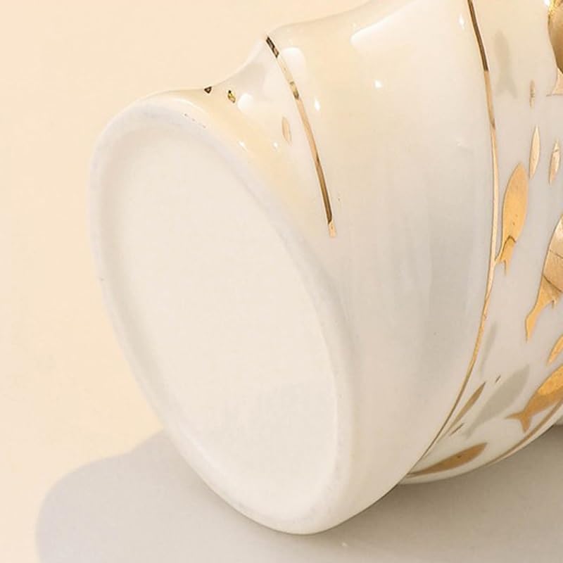 Handlesless Couples Home Bathroom Gold-Painted Bath Cup Ceramic Spiral Mouthwash Cup(Black)