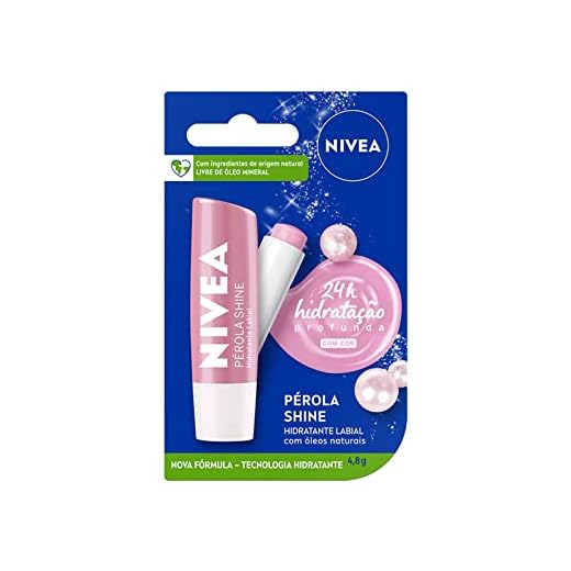 NIVEA Hidratante Labial Pérola Shine 4,8 g - Hidratação prolongada para seus lábios, tem um delicioso cheirinho de cereja e incrível brilho perolado que deixa seus lábios iluminados