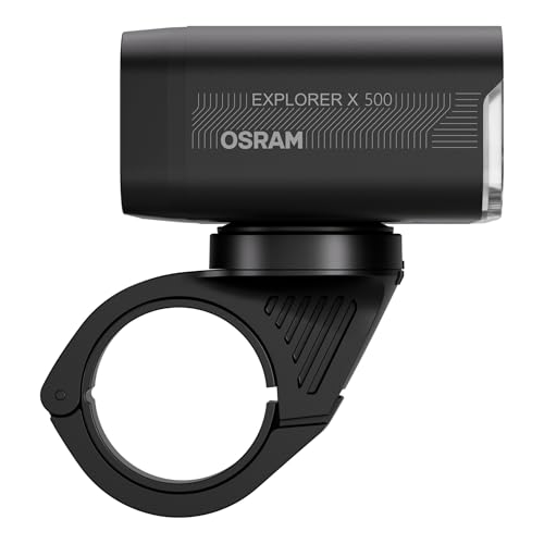 OSRAM LEDsBIKE EXPLORER X 500 SET, zestaw akumulatorowych lampek rowerowych - przód i tył, do jazdy w terenie, trzy poziomy oświetlenia i światło migające, 500 lumenów, kompatybilny z uchwytem Garmin
