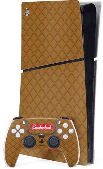 Skinit Decal Gaming Skin Compatible with PS5 Slim Digital Edition Bundle - Sneakerhead Gold Pattern Design