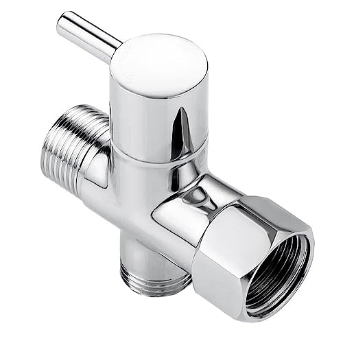 Fmoutyy Adaptador en T de latón con válvula de cierre, conector T de 3 vías 7/8 x 7/8 X G1/2 para rociador de inodoro