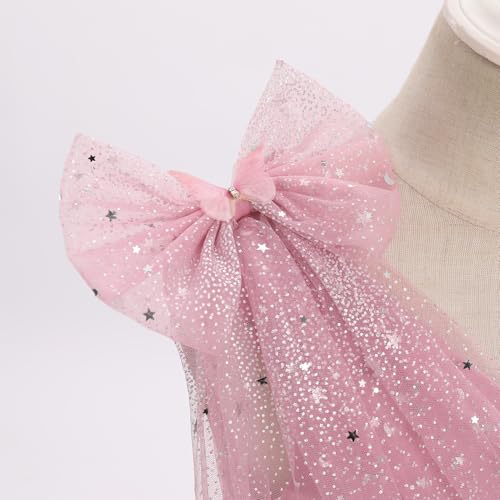 Image of IMEKIS Toddler Kids Girls Butterfly Dress Sparkle Sequins Tulle Wedding Formal Birthday Dresses 2-10T