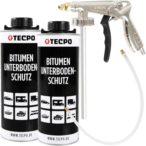 TECPO Lot de 2 protections de dessous de caisse 1 l de bitume noir avec pistolet pulvérisateur