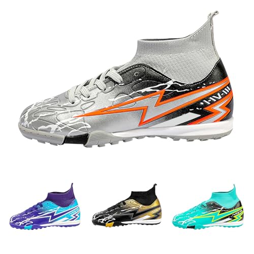 Boys Girls Soccer Cleats Youth Firm Ground Lace-Up Non-Slip Athletic Shoes Football Baseball Training Sneaker