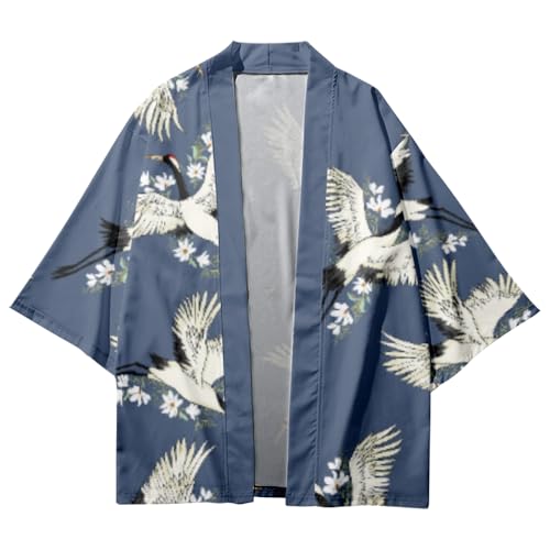 Image of DOVWOER Women's and Men Cardigan Jackets Japanese Kimono Casual Open Front Lightweight Coat