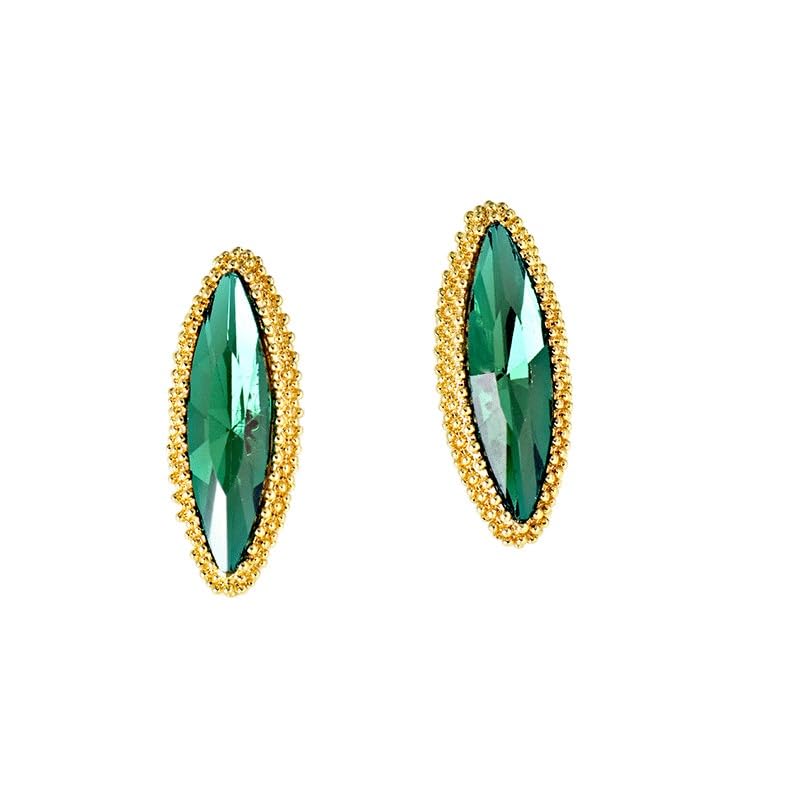 Boucles d'oreilles cristal émeraude de défilé premium luxe