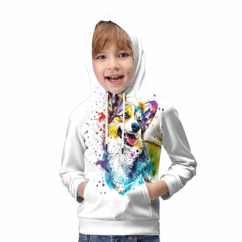 Sweat à capuche Corgi imprimé 3D cadeau pull enfant 9-11 ans - 5