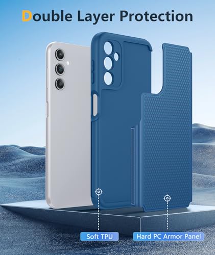 FNTCASE for Samsung Galaxy A14 5G Case: Dual Layer Protective Heavy Duty Cell Phone Cover Shockproof Rugged with Non Slip Textured Back - Military Protection Bumper Tough - 2023, 6.6inch (Blue)