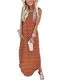 ANRABESS Women Dresses Sleeveless Split Long Maxi Polka Dot Dress for Beach with Pockets A19juhongdian-S