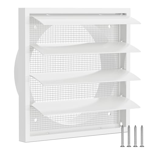 Hon&Guan 150mm Verschließbares Lüftungsgitter 175mm x 175mm mit Beweglichen Lamellen & Insektenschutz Fliegengitter, Abluftgitter Lüftungsabdeckung...