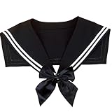 Ekoama Stilvolles schwarz-weißes Halsband, abnehmbar, falsches Halsband für Uniform, Cosplay, Schule, Event, praktisches Polyestergarn