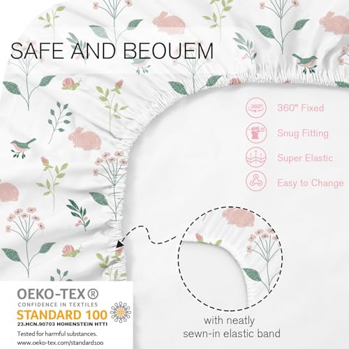 Image of Little Grape Land Bassinet Sheets 4 Pack, 33 inch x 18 inch Fitted Bassinet Sheets Up to 4 inch Deep Pocket, Ultra Soft Baby Bassinet Fitted Sheets for Bassinet Mattress, Rose Garden