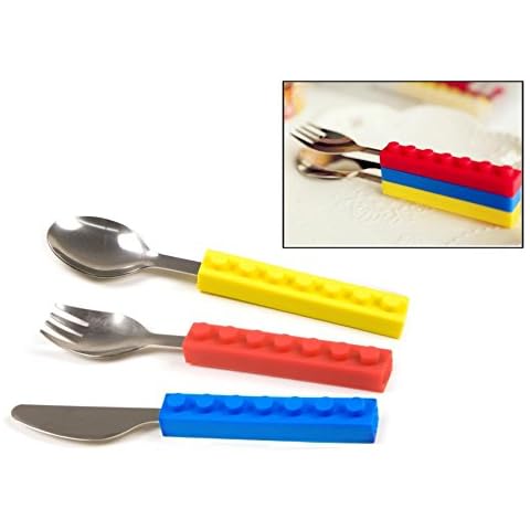 Itian Cutlery Set-Fork & Cutter & Spoon Stackable Tableware For Kids Stainless Steel Utensils With Silicone Handle Cover