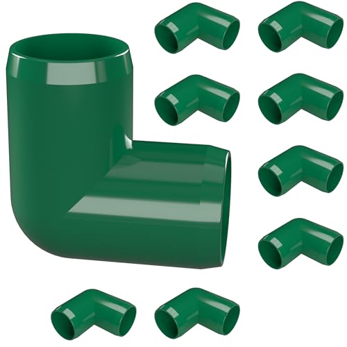 FORMUFIT 1/2” 90 Degree Elbow Furniture Grade PVC Fitting in Green, Made in USA, UV-Resistant, Impact-Proof, 0.840” Actual Socket Diameter (Pack of 10) - F01290E-GR-10