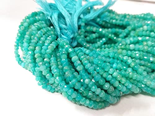 Amazonite naturelle facettée haut de gamme en perles rondelles 3.5-4.5mm