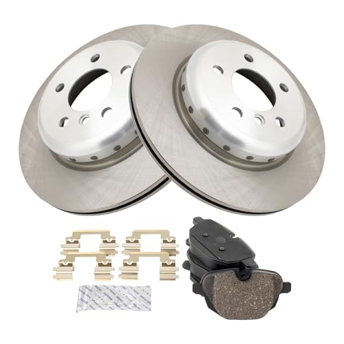Image of TRQ Rear Brake Pad and Rotor Set Ceramic Compatible with 2011-2016 BMW 528i 528ix 535d 535dx 535i 535ix xDrive ActiveHybrid 5
