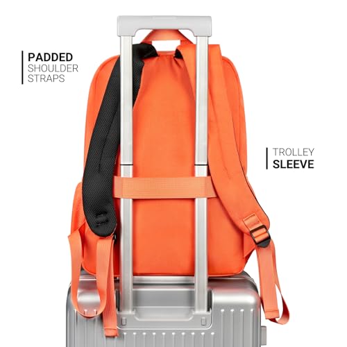 Image of ZORFIN 36L Backpack for College, and Travel: Water Resistant Bookbag with 8 Compartments - Tangerine