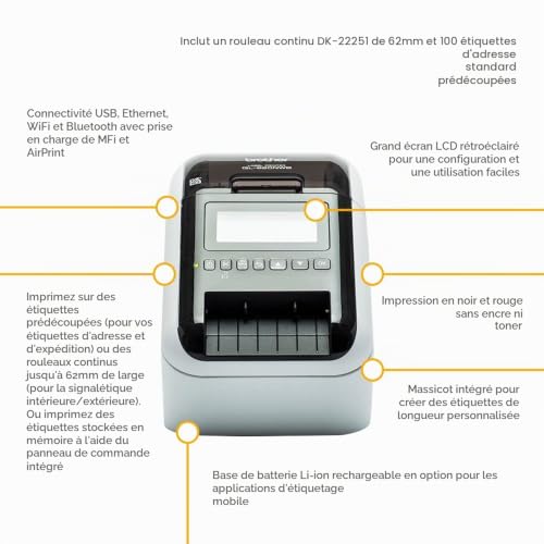 BROTHER QL 820NWBC IMPRIMANTE POUR ÉTIQUETTES THERMIQUE DIRECTE COULEU - vue 7
