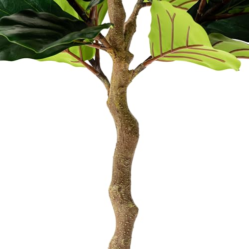 Glitzhome Artificial Tree 5ft Tall Fake Potted Fiddle Leaf Fig Tree with Planter for Modern Home Office Living Room Floor Decor Indoor Outdoor 6