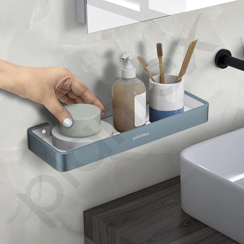 Image of Plantex Shelf for Bathroom /Aluminium and Acrylic Multipurpose Shelf /15x5 inch Shelf for Home /Office /Hotel - Pack of 1 (Grey and Milky White)