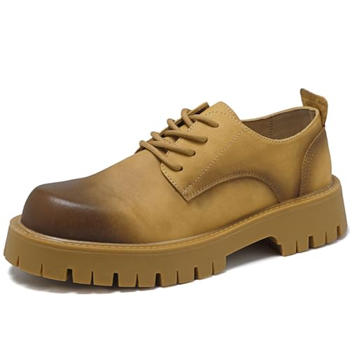 Image of Men's British Style Leather Thick Bottom Oxford Shoes Classic Business Comfortable Non-Slip Platform Formal Leather Shoes