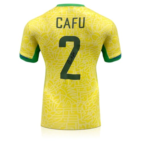 Exclusive Memorabilia Cafu Signed Brazil Football Shirt Yellow